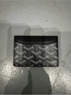 Goyard Black & Silver Chevron Card Case